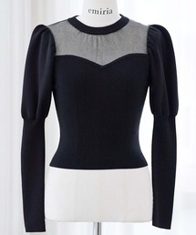 Elegant sleeve sheer knit tops