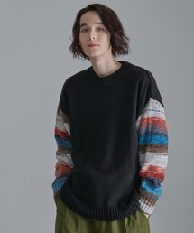 Revo. グラデーションスリーブ クルーネックニット