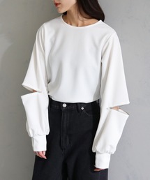【cheriella】WEB限定カットジョーゼット袖ファスナープルオーバー WEB LIMITED CUT GEORGETTE ZIP SLEEVE PULLOVER