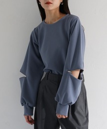 【cheriella】WEB限定カットジョーゼット袖ファスナープルオーバー WEB LIMITED CUT GEORGETTE ZIP SLEEVE PULLOVER