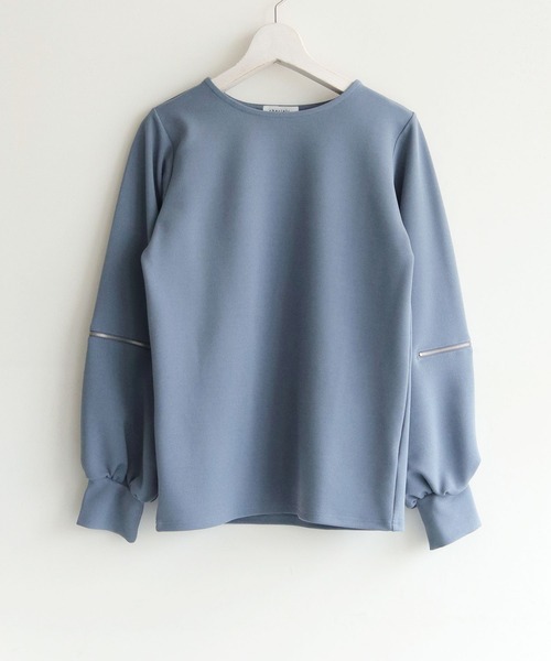 cheriella（シェリエラ）の「【cheriella】WEB限定カットジョーゼット袖ファスナープルオーバー WEB LIMITED CUT GEORGETTE ZIP SLEEVE PULLOVER（Tシャツ/カットソー・レディース・ブラック/ライトブルー/オフホワイト・M）」の14枚目の写真