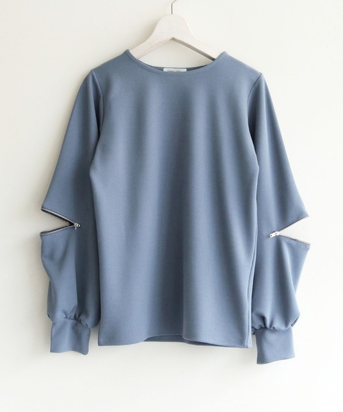 cheriella（シェリエラ）の「【cheriella】WEB限定カットジョーゼット袖ファスナープルオーバー WEB LIMITED CUT GEORGETTE ZIP SLEEVE PULLOVER（Tシャツ/カットソー・レディース・ブラック/ライトブルー/オフホワイト・M）」の15枚目の写真