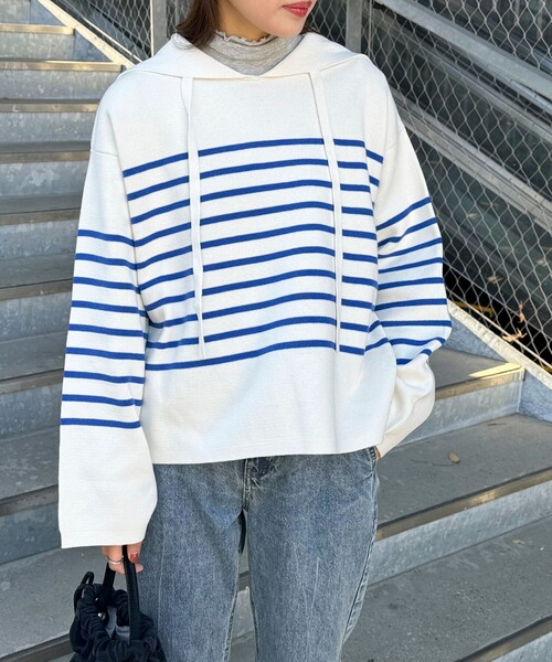 fredy emue（フレディエミュ）の「ミラノリブセーラーニット（ニット/セーター・レディース・ピンク系その他/ホワイト系その他/ブルー系その他・38）」の2枚目の写真