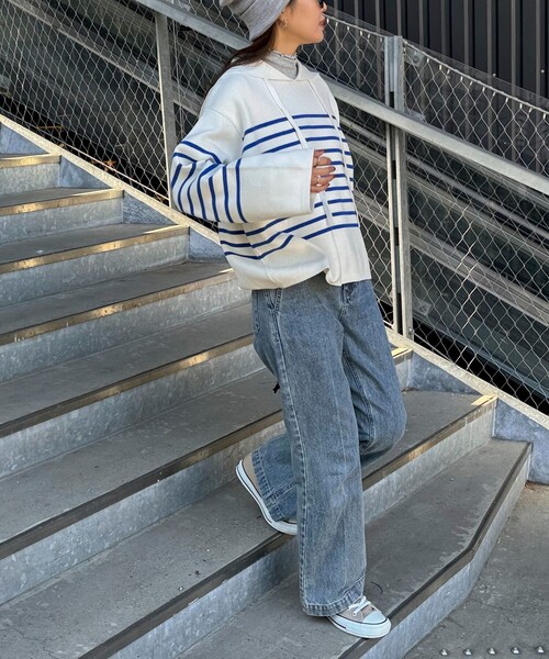 fredy emue（フレディエミュ）の「ミラノリブセーラーニット（ニット/セーター・レディース・ピンク系その他/ホワイト系その他/ブルー系その他・38）」の4枚目の写真