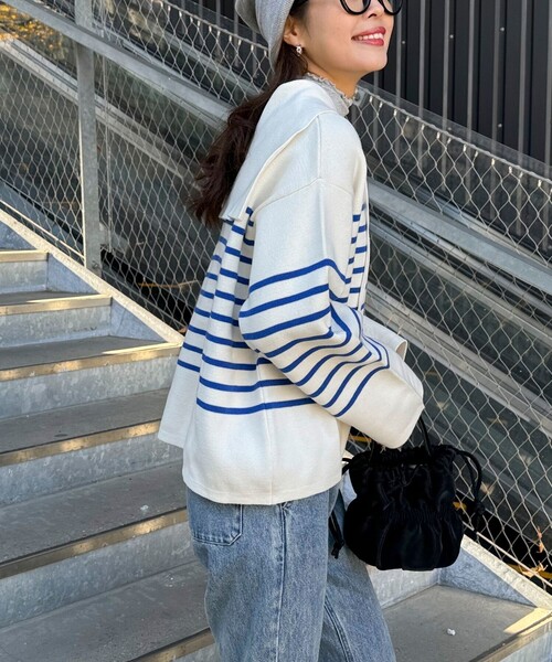 fredy emue（フレディエミュ）の「ミラノリブセーラーニット（ニット/セーター・レディース・ピンク系その他/ホワイト系その他/ブルー系その他・38）」の8枚目の写真