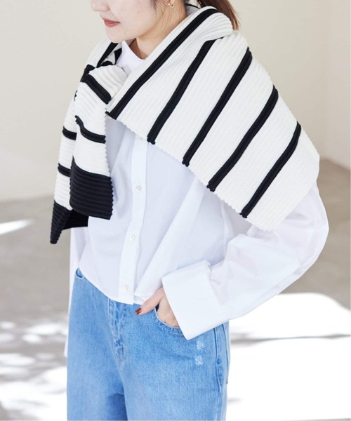 SLOBE IENA（スローブイエナ）の「《追加2》クロップドレギュラーシャツ（シャツ/ブラウス・レディース・ブルー/ホワイト・FREE）」の13枚目の写真