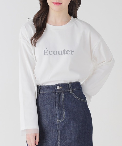 Honeys（ハニーズ）の「チュール重ねＴシャツ（Tシャツ/カットソー・レディース・ホワイト/ブラック/ベージュ・S/M/L/LL）」の7枚目の写真
