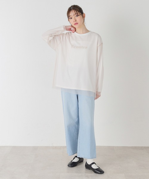 Honeys（ハニーズ）の「チュール重ねＴシャツ（Tシャツ/カットソー・レディース・ホワイト/ブラック/ベージュ・S/M/L/LL）」の10枚目の写真