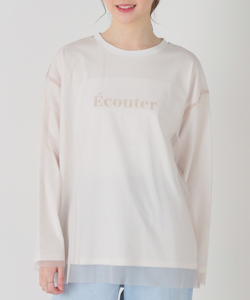 Honeys（ハニーズ）の「チュール重ねＴシャツ（Tシャツ/カットソー・レディース・ホワイト/ブラック/ベージュ・S/M/L/LL）」の11枚目の写真