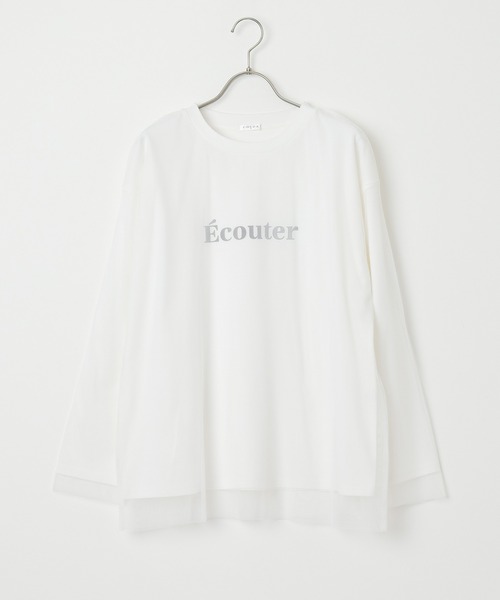 Honeys（ハニーズ）の「チュール重ねＴシャツ（Tシャツ/カットソー・レディース・ホワイト/ブラック/ベージュ・S/M/L/LL）」の12枚目の写真