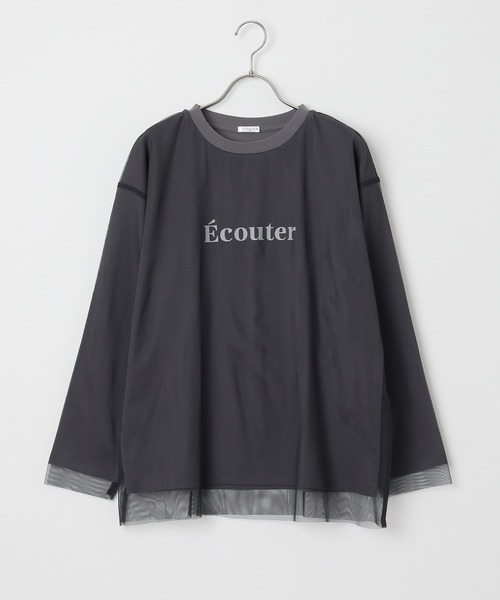 Honeys（ハニーズ）の「チュール重ねＴシャツ（Tシャツ/カットソー・レディース・ホワイト/ブラック/ベージュ・S/M/L/LL）」の14枚目の写真
