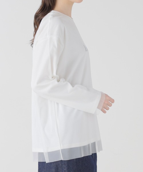 Honeys（ハニーズ）の「チュール重ねＴシャツ（Tシャツ/カットソー・レディース・ホワイト/ブラック/ベージュ・S/M/L/LL）」の19枚目の写真
