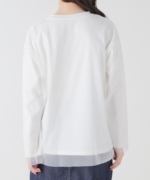 Honeys（ハニーズ）の「チュール重ねＴシャツ（Tシャツ/カットソー・レディース・ホワイト/ブラック/ベージュ・S/M/L/LL）」の20枚目の写真