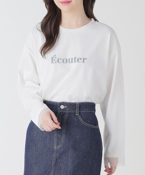Honeys（ハニーズ）の「チュール重ねＴシャツ（Tシャツ/カットソー・レディース・ホワイト/ブラック/ベージュ・S/M/L/LL）」の6枚目の写真