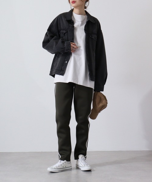 FUNALIVE(ファンアライブ)の「Bonded lines skinny pants /ライン入りスキニーパンツ unisex(スウェットパンツ・メンズ・ベージュ/ネイビー/カーキ/ブラック×ホワイト/杢グレー/ブラック×イエロー・M/L/XL)」の17枚目の写真