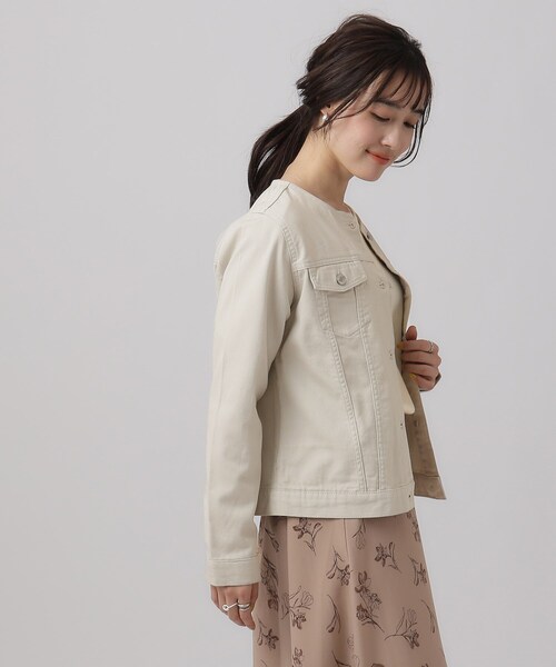 ラウンジドレス　ノーカラーデニムジャケット デニムノーカラージャケット | PUAL CE CIN(ピュアルセシン
