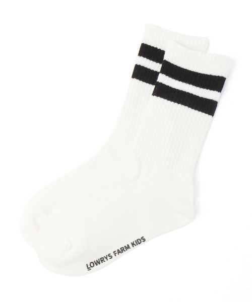 LOWRYS FARM(ローリーズファーム)の「ラインリブソックス 994594(ソックス/靴下・キッズ・オフホワイト/ブラック系その他/レッド/グリーン/ピンク/ブルー/ブラック/ピンク系その他・LARGE/MEDIUM)」の1枚目の写真