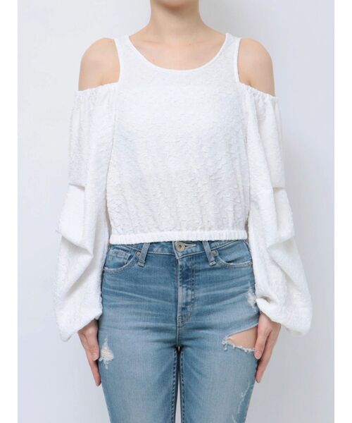 GYDA（ジェイダ）の「ショルダーオープンジャカードブラウス（シャツ/ブラウス・レディース・オフホワイト/ブラック・FREE）」の5枚目の写真