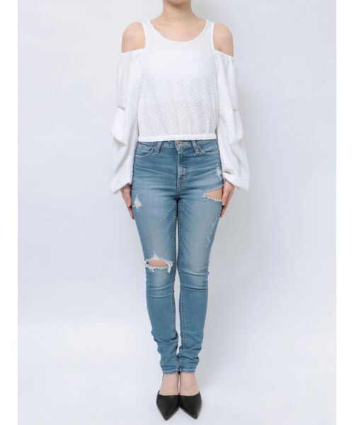 GYDA（ジェイダ）の「ショルダーオープンジャカードブラウス（シャツ/ブラウス・レディース・オフホワイト/ブラック・FREE）」の12枚目の写真