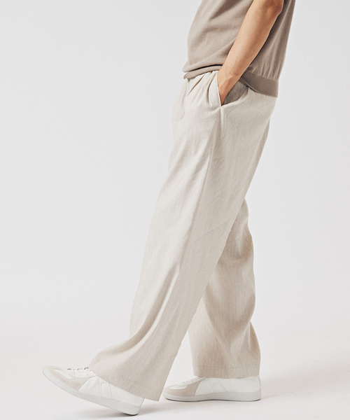 EDIFICE(エディフィス)の「リネン/ビスコース ストライプ ワイドイージーパンツ(スラックス・メンズ・ブラック/アイボリー・MEDIUM/LARGE)」の8枚目の写真