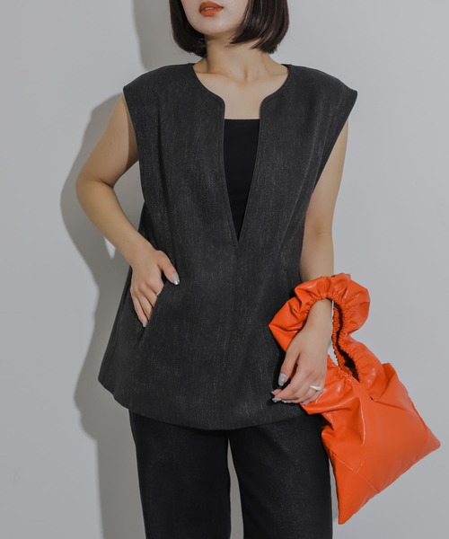 セール】キーネックパイピングジレ（ベスト）｜SENSE OF PLACE by