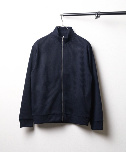 ネイビー リブ編みニットジャケット リブ編みショールカラーニットジャケット【広告商品】(02_M 62_