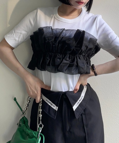 セール】オーガンジーフリルビスチェ（チューブトップ）｜ap retro