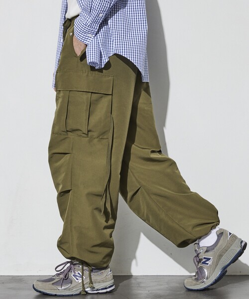 Firsthand（ファーストハンド）の「Firsthand/ファーストハンド パラシュートパンツ（カーゴパンツ・メンズ・オリーブ/ブラック/キャメル・LARGE/MEDIUM）」の4枚目の写真