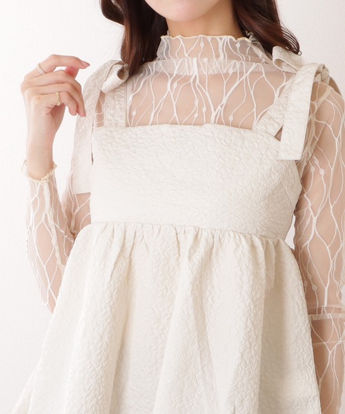 Lace Ladies(レースレディース)の「メロウ フリル プチハイネック シアー トップス(その他トップス・レディース・アイボリー/ブラック/ホワイト・FREE)」の1枚目の写真