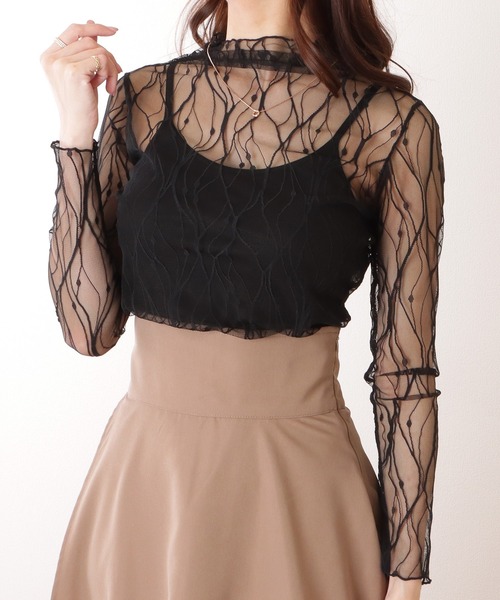 Lace Ladies(レースレディース)の「メロウ フリル プチハイネック シアー トップス(その他トップス・レディース・アイボリー/ブラック/ホワイト・FREE)」の4枚目の写真