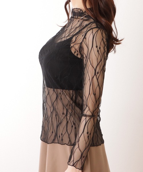 Lace Ladies(レースレディース)の「メロウ フリル プチハイネック シアー トップス(その他トップス・レディース・アイボリー/ブラック/ホワイト・FREE)」の9枚目の写真
