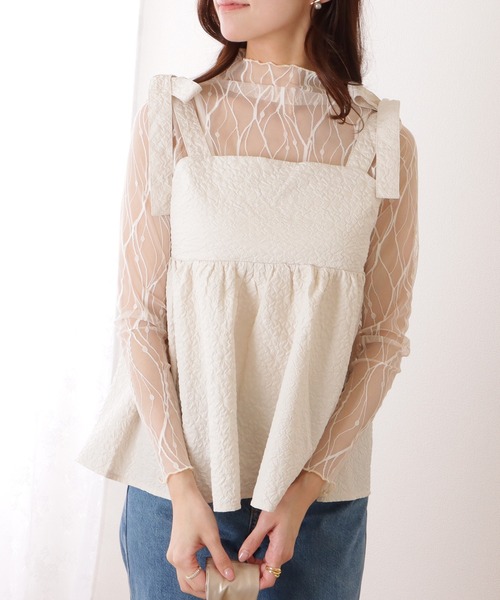 Lace Ladies(レースレディース)の「メロウ フリル プチハイネック シアー トップス(その他トップス・レディース・アイボリー/ブラック/ホワイト・FREE)」の16枚目の写真