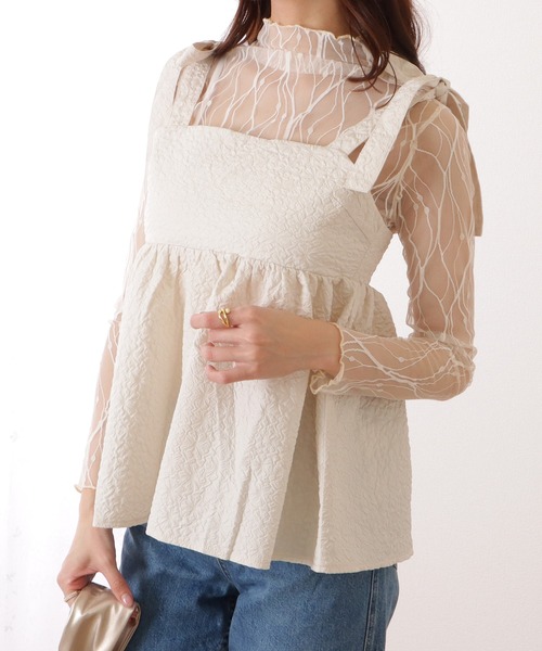 Lace Ladies(レースレディース)の「メロウ フリル プチハイネック シアー トップス(その他トップス・レディース・アイボリー/ブラック/ホワイト・FREE)」の18枚目の写真