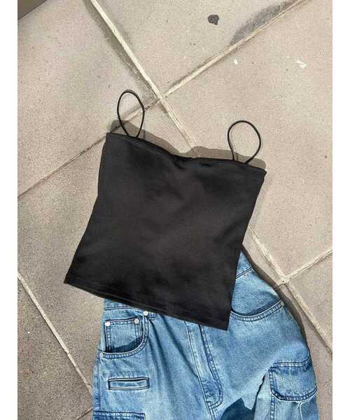 MURUA（ムルーア）の「2WAYリブキャミソール（ニット/セーター・レディース・ベージュ/アイボリー/ブラック/グレー・FREE）」の3枚目の写真