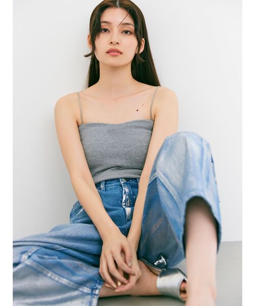 MURUA（ムルーア）の「2WAYリブキャミソール（ニット/セーター・レディース・ベージュ/アイボリー/ブラック/グレー・FREE）」の6枚目の写真