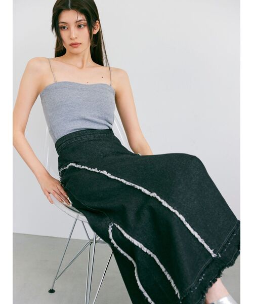 MURUA（ムルーア）の「2WAYリブキャミソール（ニット/セーター・レディース・ベージュ/アイボリー/ブラック/グレー・FREE）」の9枚目の写真