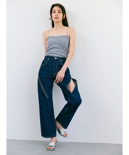 MURUA（ムルーア）の「2WAYリブキャミソール（ニット/セーター・レディース・ベージュ/アイボリー/ブラック/グレー・FREE）」の12枚目の写真