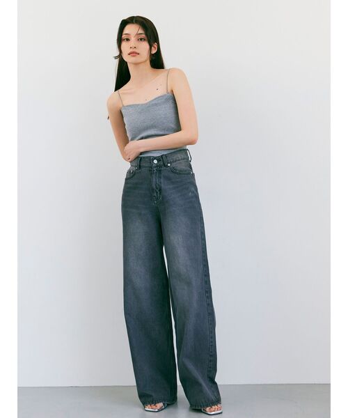 MURUA（ムルーア）の「2WAYリブキャミソール（ニット/セーター・レディース・ベージュ/アイボリー/ブラック/グレー・FREE）」の13枚目の写真