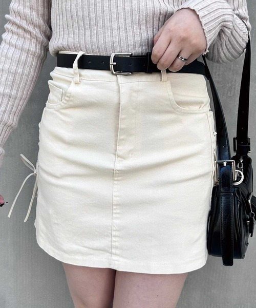 SPIGA（スピーガ）の「ﾍﾞﾙﾄ付ｻｲﾄﾞﾚｰｽｱｯﾌﾟﾐﾆｽｶｰﾄ（スカート・レディース・ブラウン/ブラック/ホワイト・MEDIUM/SMALL）」の8枚目の写真