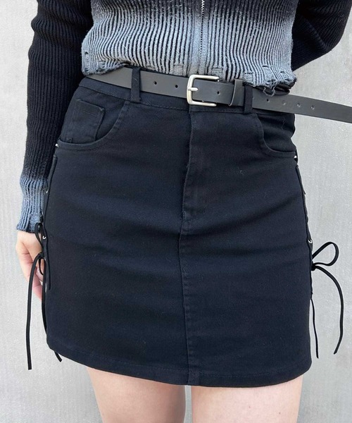 SPIGA（スピーガ）の「ﾍﾞﾙﾄ付ｻｲﾄﾞﾚｰｽｱｯﾌﾟﾐﾆｽｶｰﾄ（スカート・レディース・ブラウン/ブラック/ホワイト・MEDIUM/SMALL）」の10枚目の写真