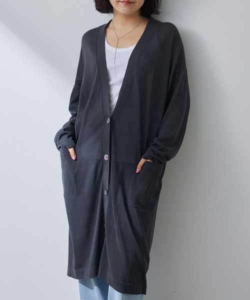 Whim Gazette（ウィムガゼット）の「14Gロングカーディガン（カーディガン/ボレロ・レディース・チャコールグレー/ベージュ/ライトグレー・FREE）」の20枚目の写真
