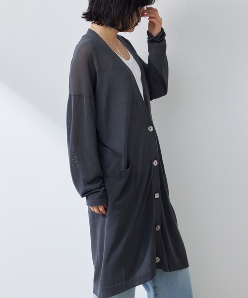 Whim Gazette（ウィムガゼット）の「14Gロングカーディガン（カーディガン/ボレロ・レディース・チャコールグレー/ベージュ/ライトグレー・FREE）」の15枚目の写真