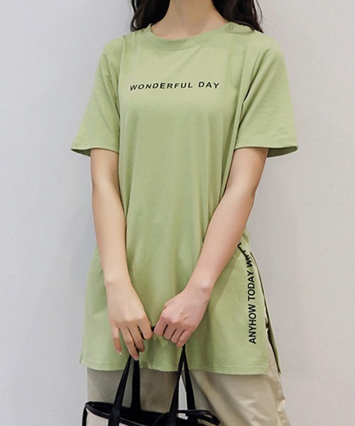 Miniministore(ミニミニストア)の「ロゴtシャツ レディース 半袖カジュアル(Tシャツ/カットソー・レディース・ホワイト/ブラック/グリーン/モカ/ダークグレー・FREE)」の5枚目の写真