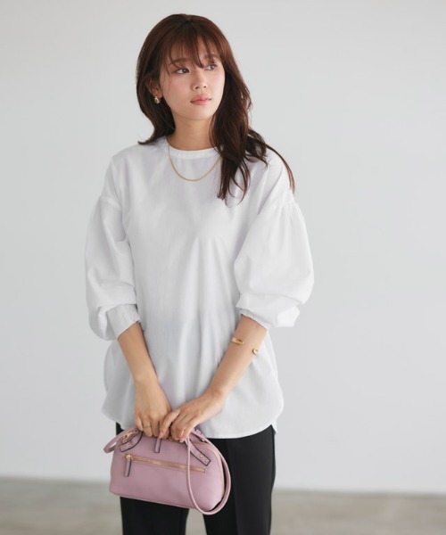 Pierrot（ピエロ）の「2wayパールボタンブラウス（シャツ/ブラウス・レディース・ブラック/ベージュ/オフホワイト/ストライプ/ブルー/グレイッシュベージュ/アイボリー・PM/M/L）」の2枚目の写真