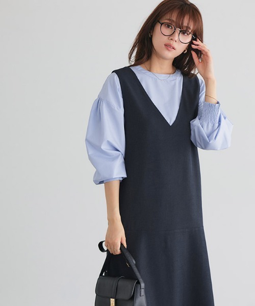 Pierrot（ピエロ）の「2wayパールボタンブラウス（シャツ/ブラウス・レディース・ブラック/ベージュ/オフホワイト/ストライプ/ブルー/グレイッシュベージュ/アイボリー・PM/M/L）」の6枚目の写真