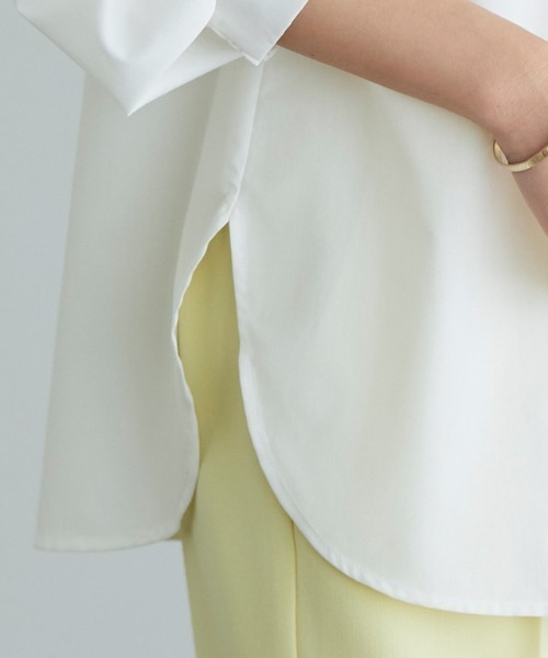 Pierrot（ピエロ）の「2wayパールボタンブラウス（シャツ/ブラウス・レディース・ブラック/ベージュ/オフホワイト/ストライプ/ブルー/グレイッシュベージュ/アイボリー・PM/M/L）」の11枚目の写真