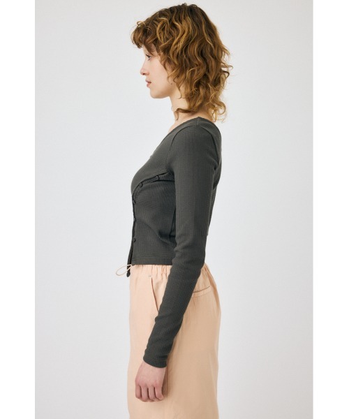 MOUSSY（マウジー）の「BUTTON SWITCH RIB トップス（Tシャツ/カットソー・レディース・ネイビー/アイボリー/グレー・FREE）」の10枚目の写真