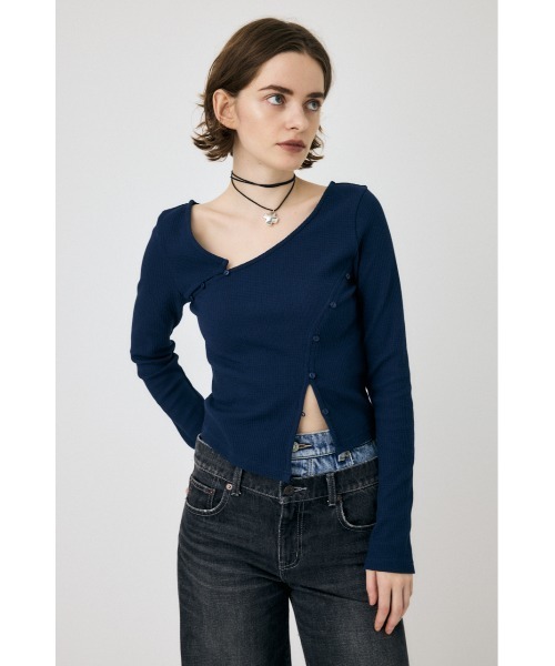 MOUSSY（マウジー）の「BUTTON SWITCH RIB トップス（Tシャツ/カットソー・レディース・ネイビー/アイボリー/グレー・FREE）」の20枚目の写真