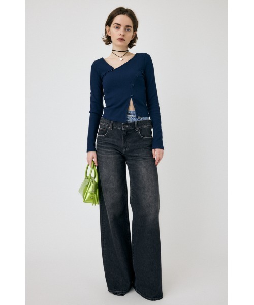 MOUSSY（マウジー）の「BUTTON SWITCH RIB トップス（Tシャツ/カットソー・レディース・ネイビー/アイボリー/グレー・FREE）」の22枚目の写真