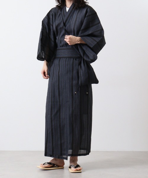 【セール】しじら織 らくらく着付け ワンタッチ帯付き浴衣 4点セット（浴衣）｜JUNGLE STORM（ジャングルストーム）